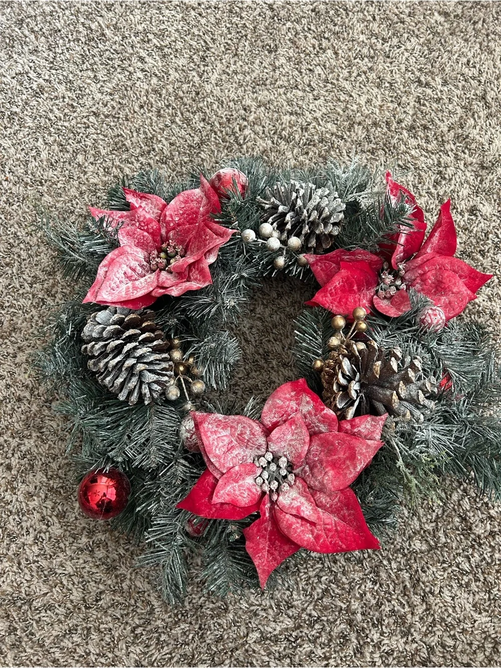Festive Red Poinsettia Holiday Wreath